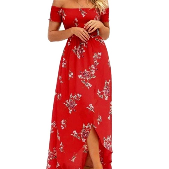 Dresses & Skirts - Off The Shoulder Floral Print Maxi Dress